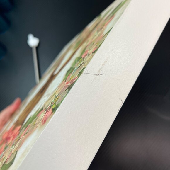 Spring Rabbit Print Box Shelf Sitter Shabby Chic Hare Easter Wreath Pink Bow - Picture 6 of 10